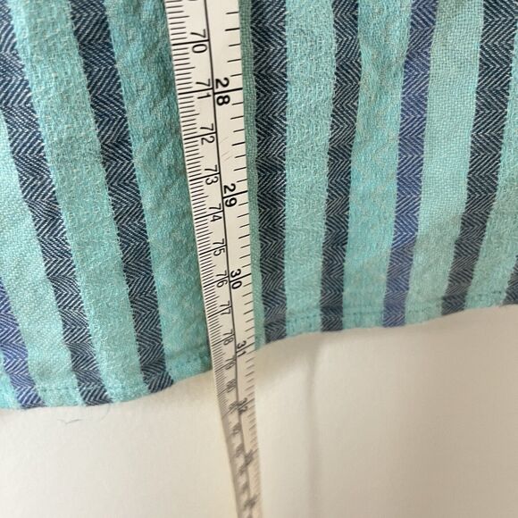 Soft Surroundings Womens Aqua Blue Striped Tortola Beaded V-neck Blouse Size S - Picture 9 of 10